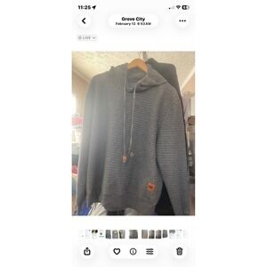 GK Mens Grey Textured Quilted Pullover Hoodie Sweatshirt XL Long Sleeve Grey